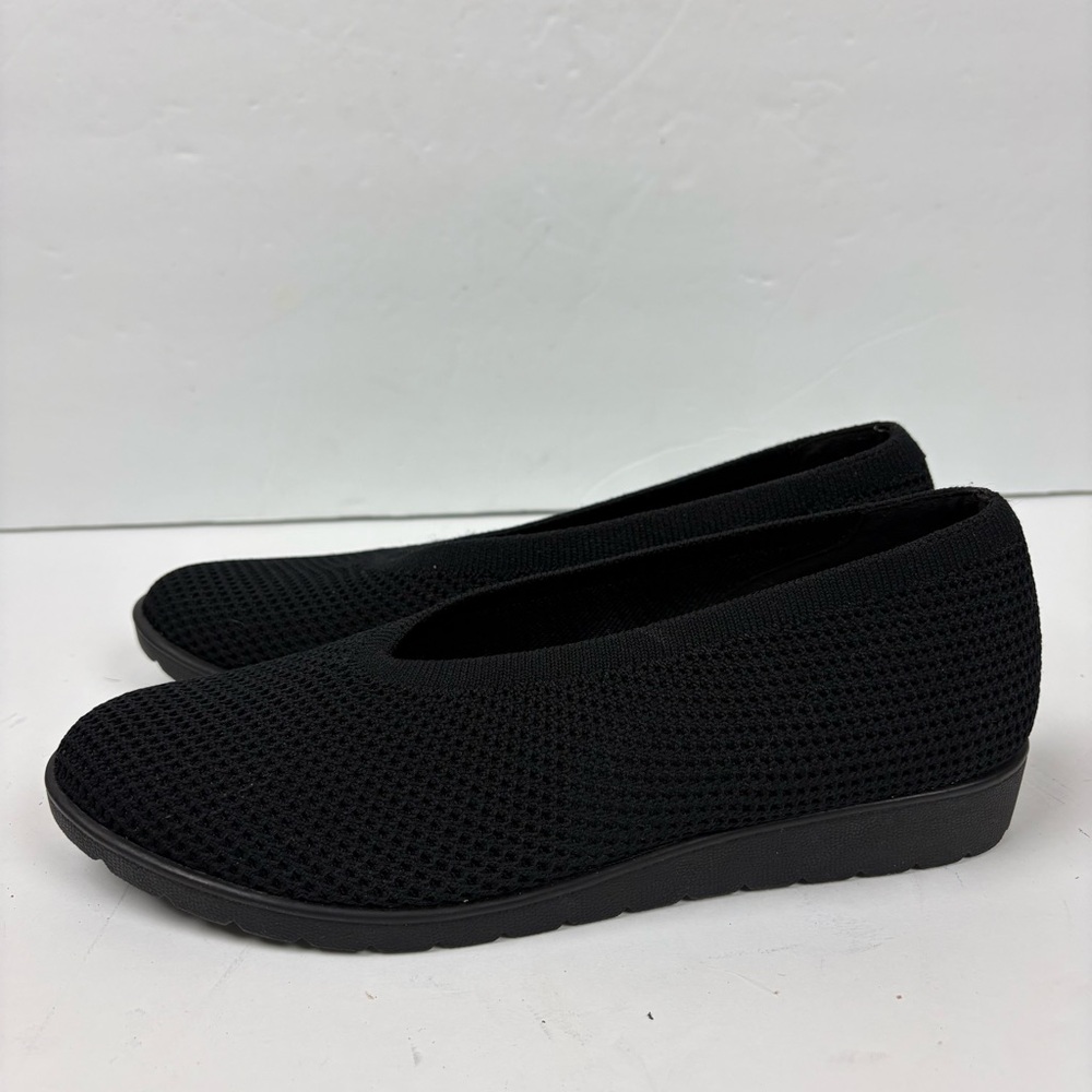 Eileen Fisher Black Heaven Stretch Knit Wedge Ballet Flat Shoes Women’s 7.5